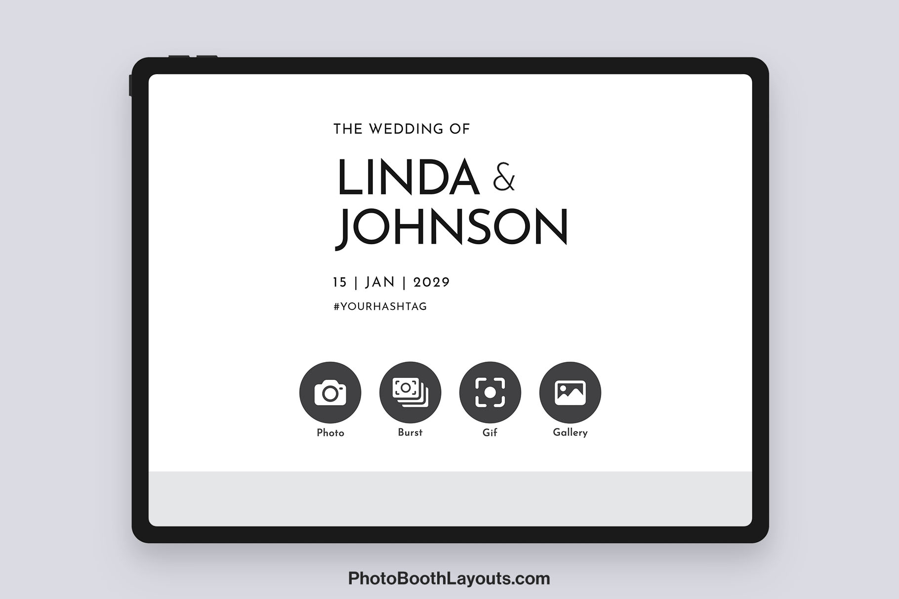 Modern Wedding Photo Booth Welcome Screen • Canva, Darkroom, LumaBooth, Photoshop, Fiesta & DSLR Booth