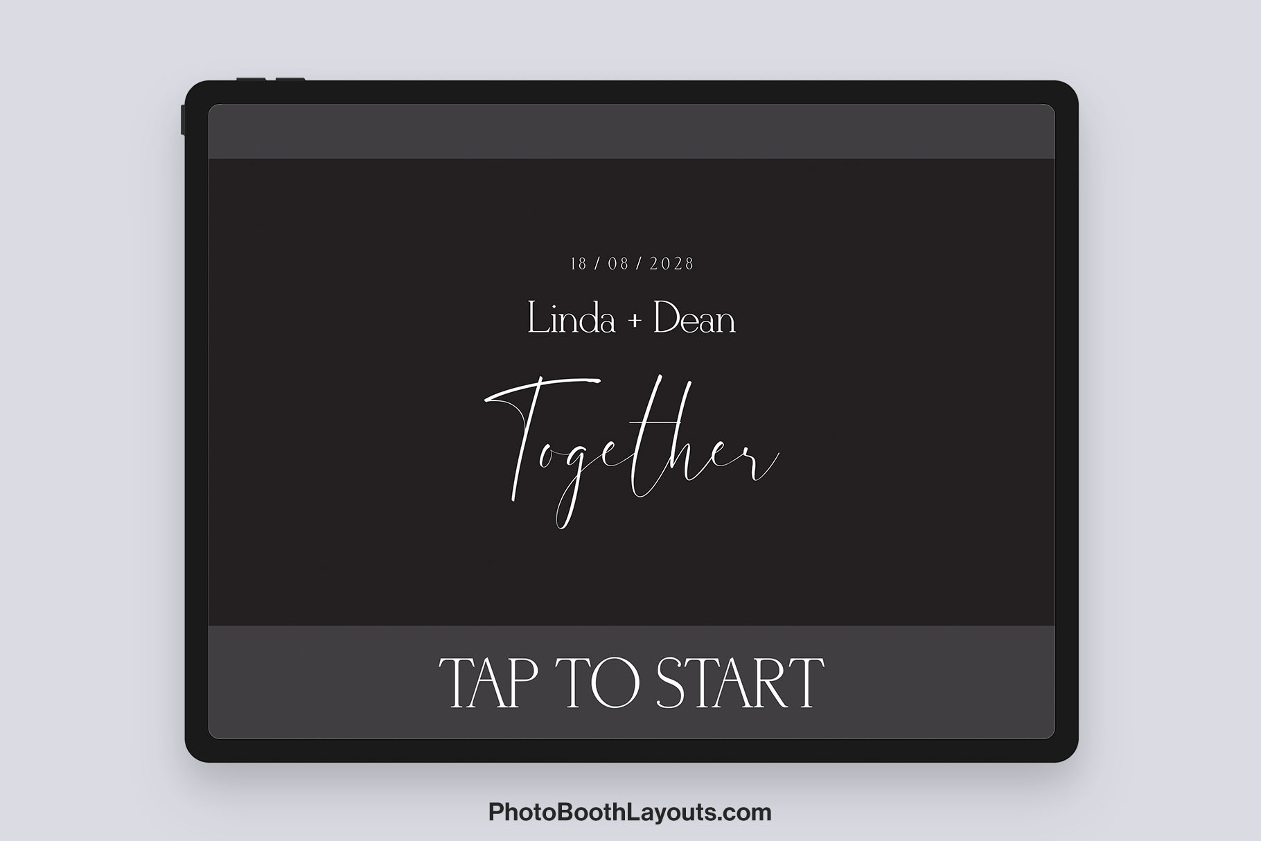 Black Wedding Photo Booth Welcome Screen