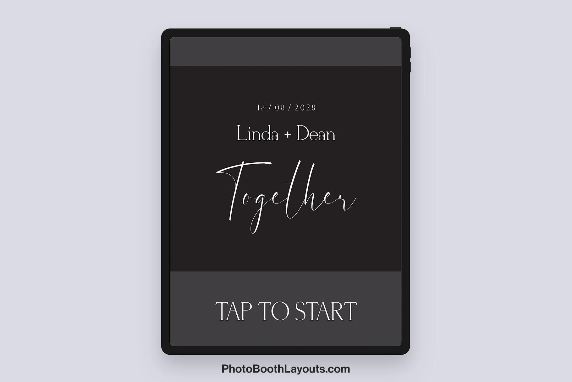Black Wedding Photo Booth Welcome Screen
