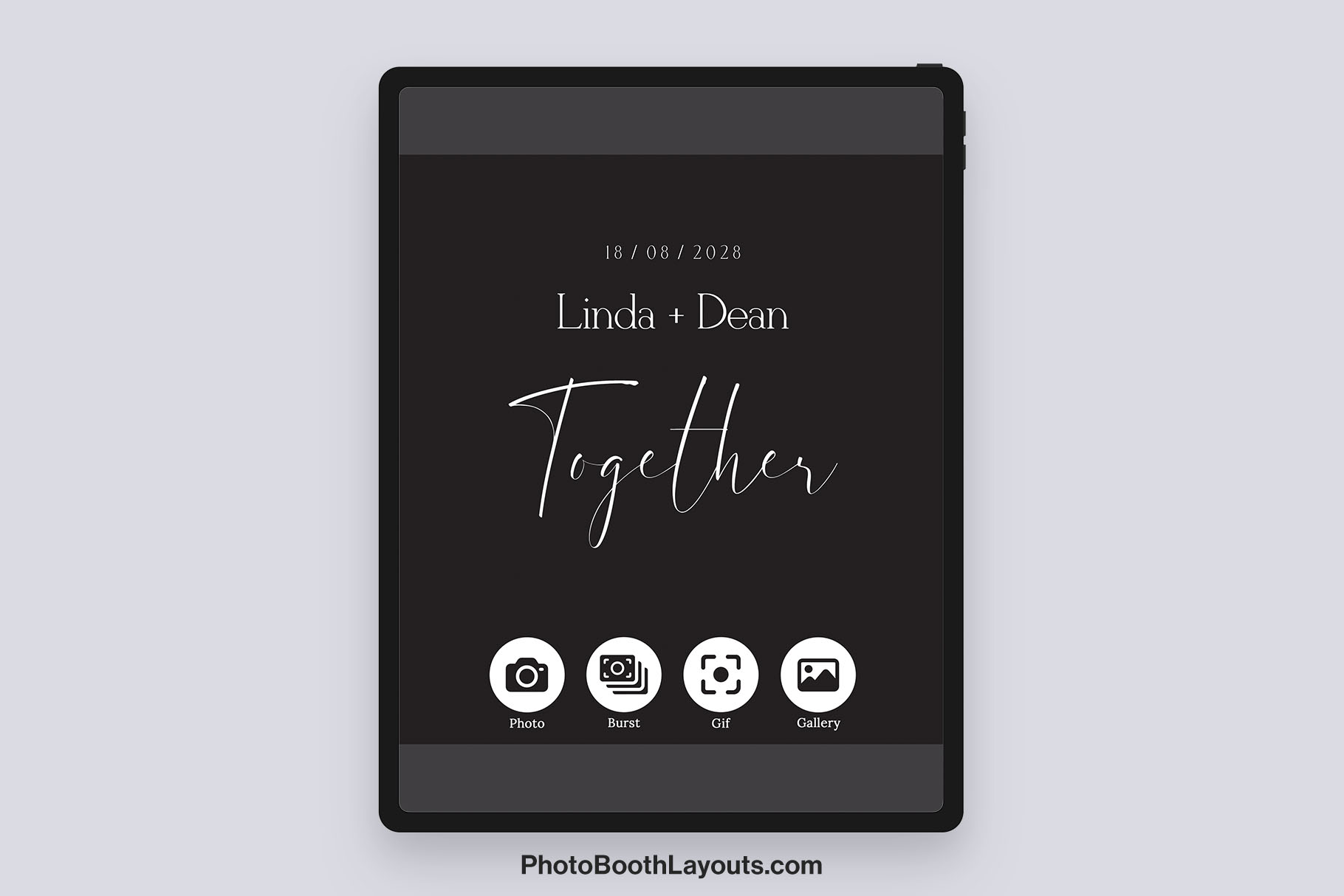 Black Wedding Photo Booth Welcome Screen