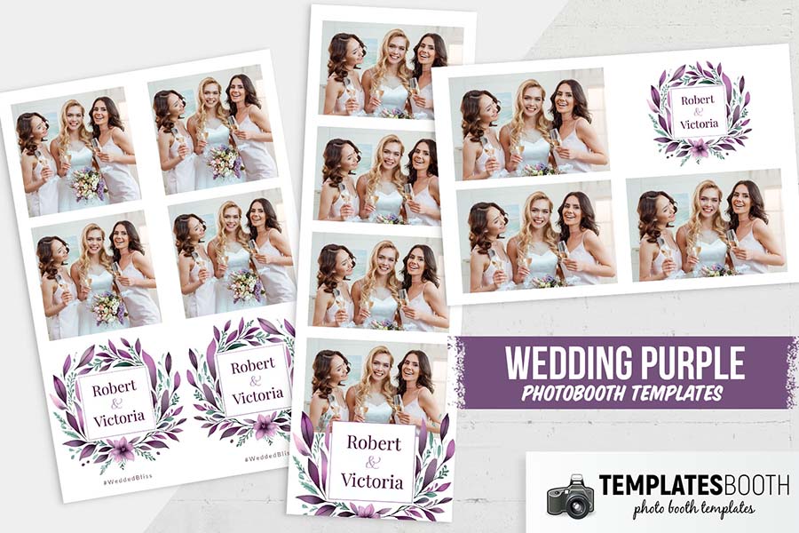 Purple Floral Wreath Photo Booth Template