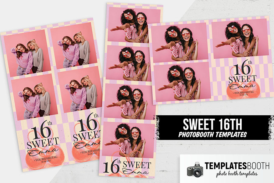 Retro Sweet 16th Photo Booth Template
