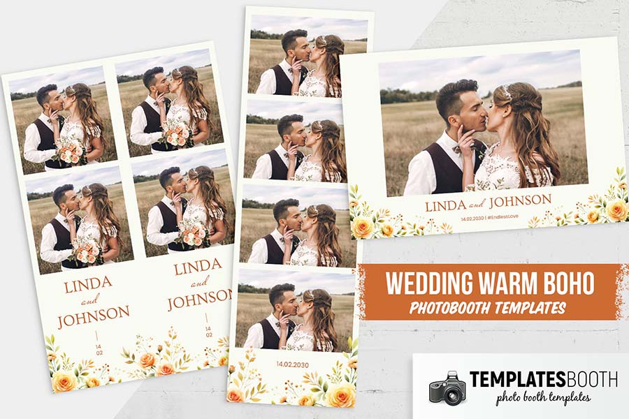 Warm Boho Floral Photo Booth Template