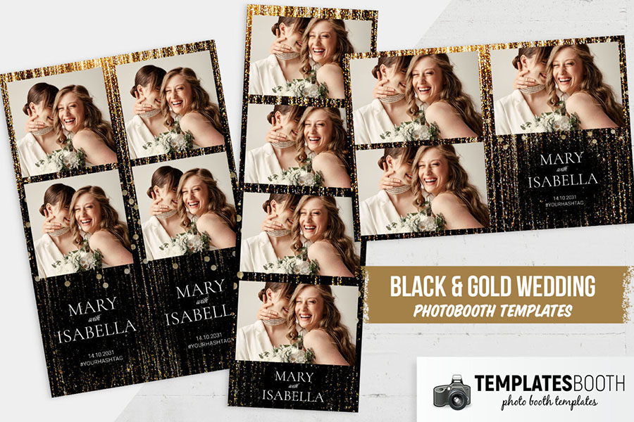 Black & Gold Glitter Photo Booth Template