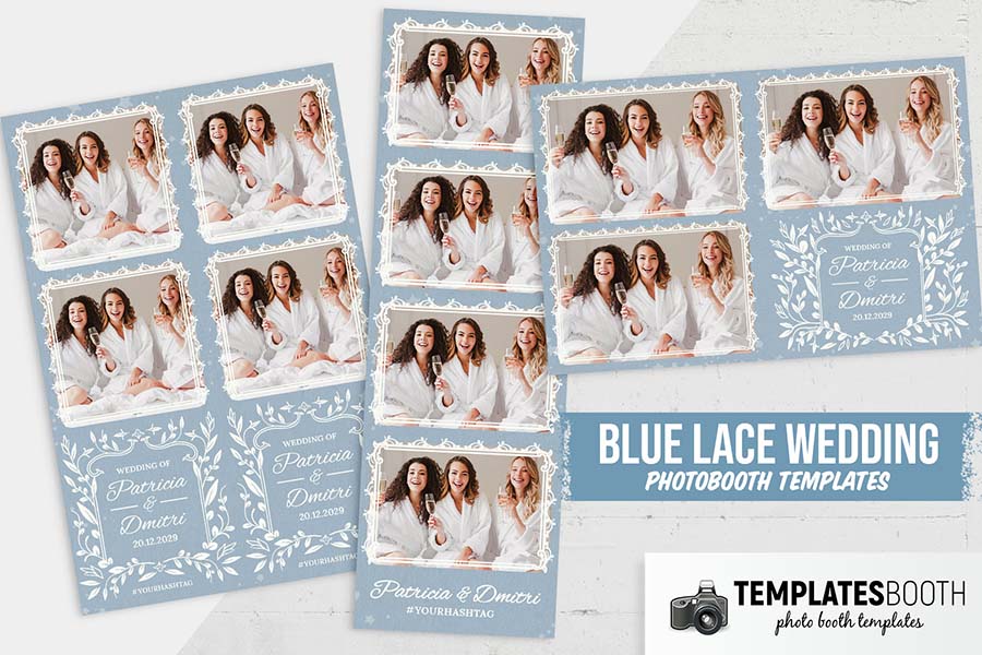 Blue Lace Wedding Photo Booth Template