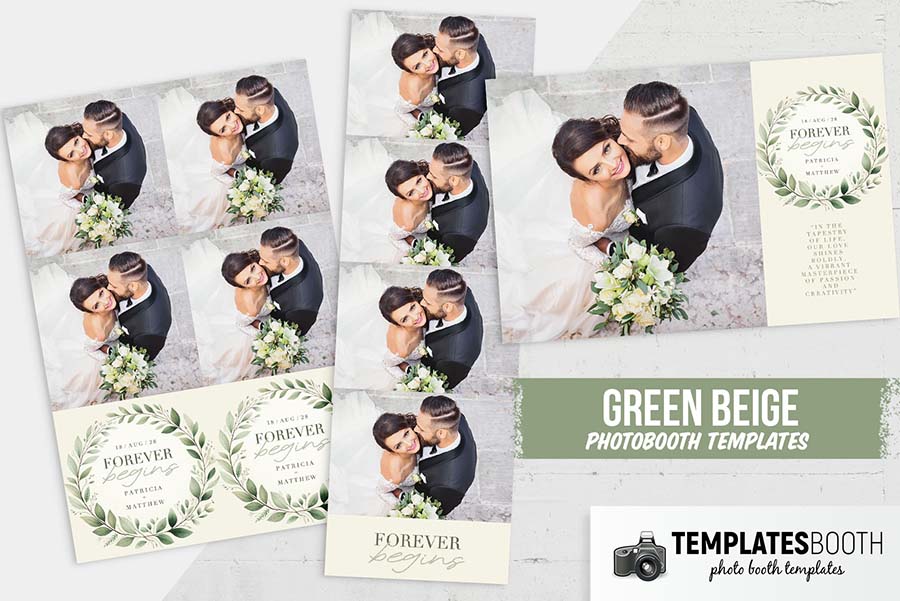 Green Foliage Wreath Photo Booth Template