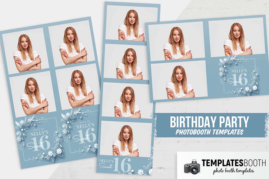 Blue Sweet 16th Photo Booth Template