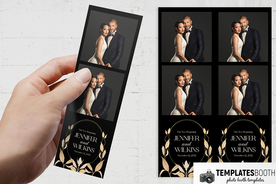 Black & Gold Wedding 2x6 Photo Strip Template