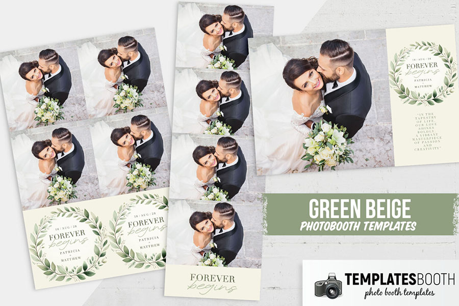 Green Foliage Wreath Photo Booth Template