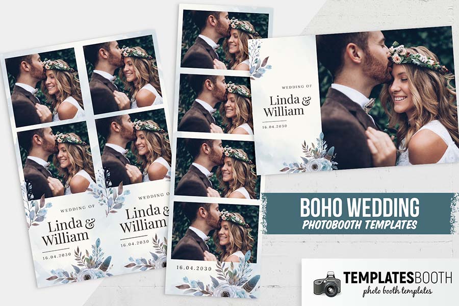 Blue Boho Photo Booth Template