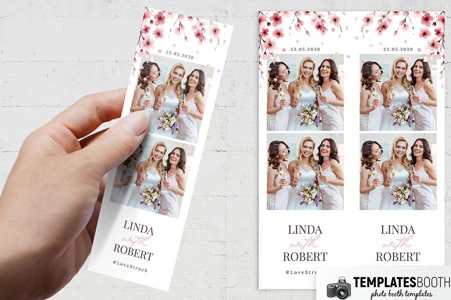 Pink Blossom 2x6 Photo Strip Template