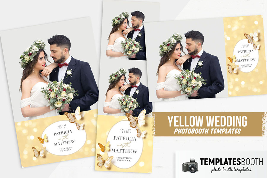Yellow Butterflies Photo Booth Template