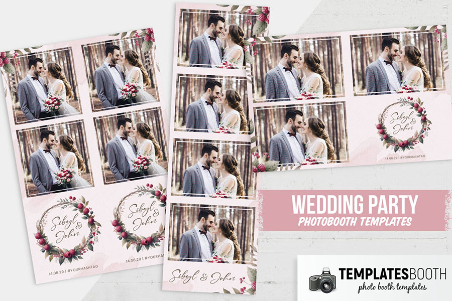 Rustic Raspberry Photo Booth Template
