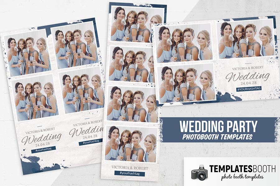 Cream & Blue Wedding Photo Booth Template